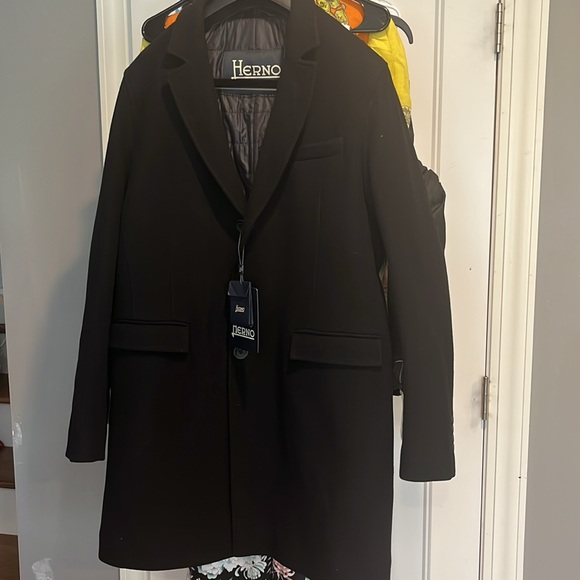New with Tags Herno Men's Black Bibbed Topcoat Missing Bib IT 50 US 40 - Picture 5 of 7
